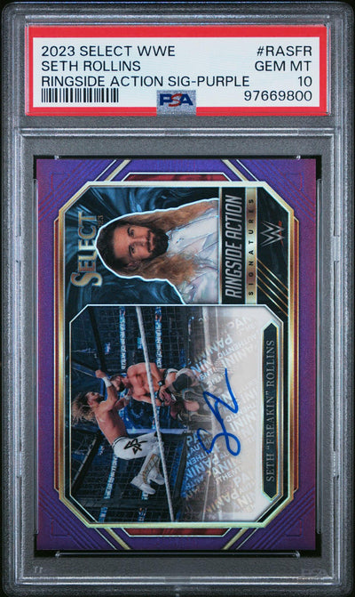 2023 Panini Select Wwe Ringside Action Signatures Purple Seth Freakin Rollins #Rasfr 99/99 PSA 10 97669800