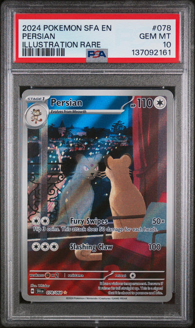 2024 Pokemon Scarlet And Violet Shrouded Fable Illustration Rare Persian #078 PSA 10