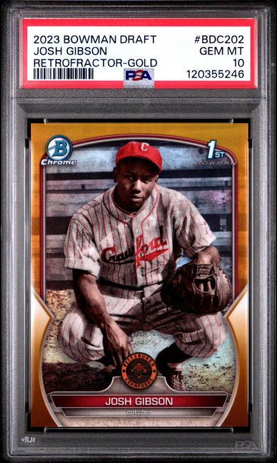 2023 Bowman Draft Chrome Retrofractor Gold Refractor Josh Gibson #Bdc202 /50 PSA 10