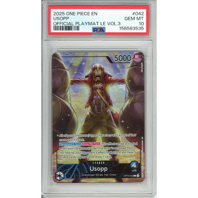 One Piece Graded: Usopp Op10-042 Official Playmat Vol. 3 (2025) PSA 10