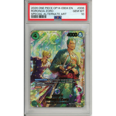 One Piece Graded: Roronoa Zoro Alt Art Prb02-006 The Azure Sea's Seven PSA 10