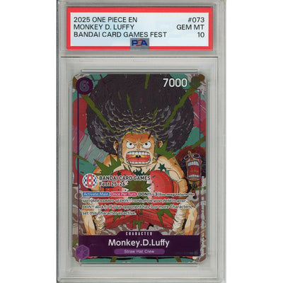 One Piece Graded: Monkey D. Luffy Op07-073 Bandai Card Game Fest 2025 PSA 10