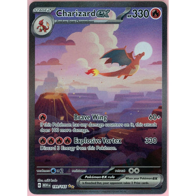 Pokemon Single: Charizard Ex 199/165 Scarlet & Violet 151 (2023) Sir Nm