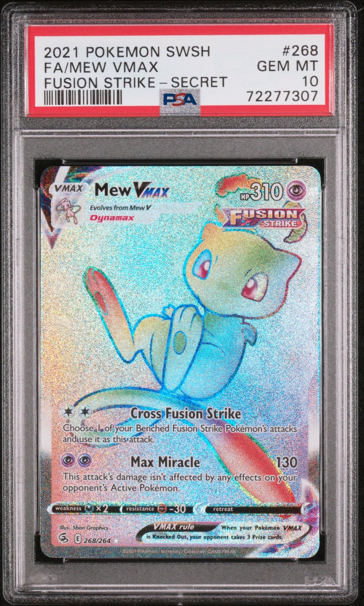 2021 Pokemon Sword And Shield Fusion Strike Secret Rare Mew Vmax #268 PSA 10