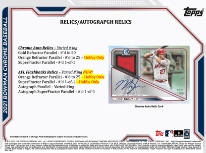 2021 Bowman Chrome Baseball Hobby Box