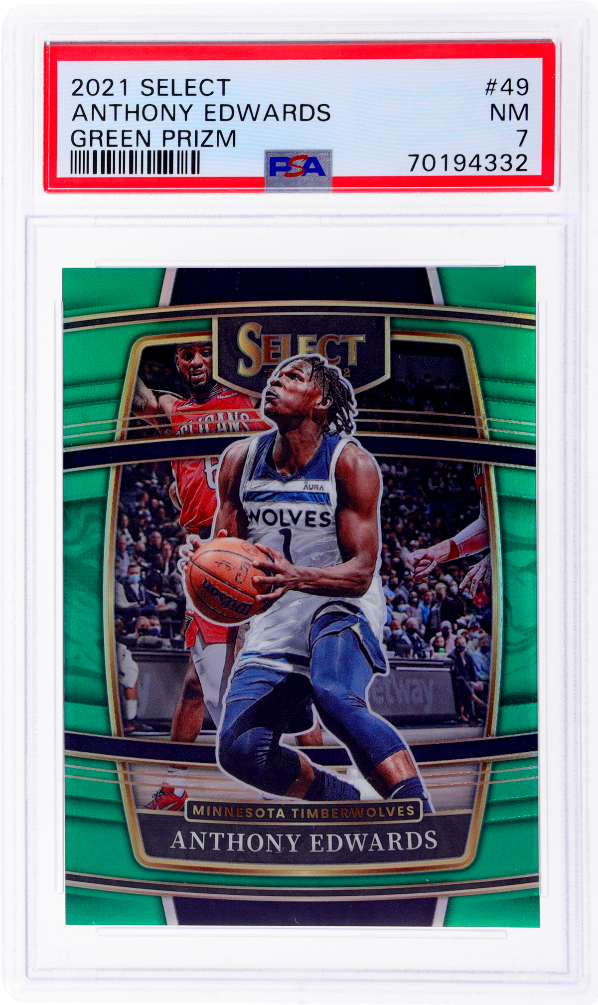 2021 Panini Select #49 Anthony Edwards Concourse Green Prizm /5 PSA 7 70194332