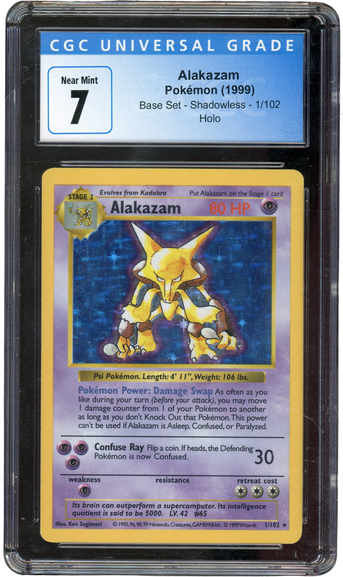 CGC 7 Alakazam Base Set Holo