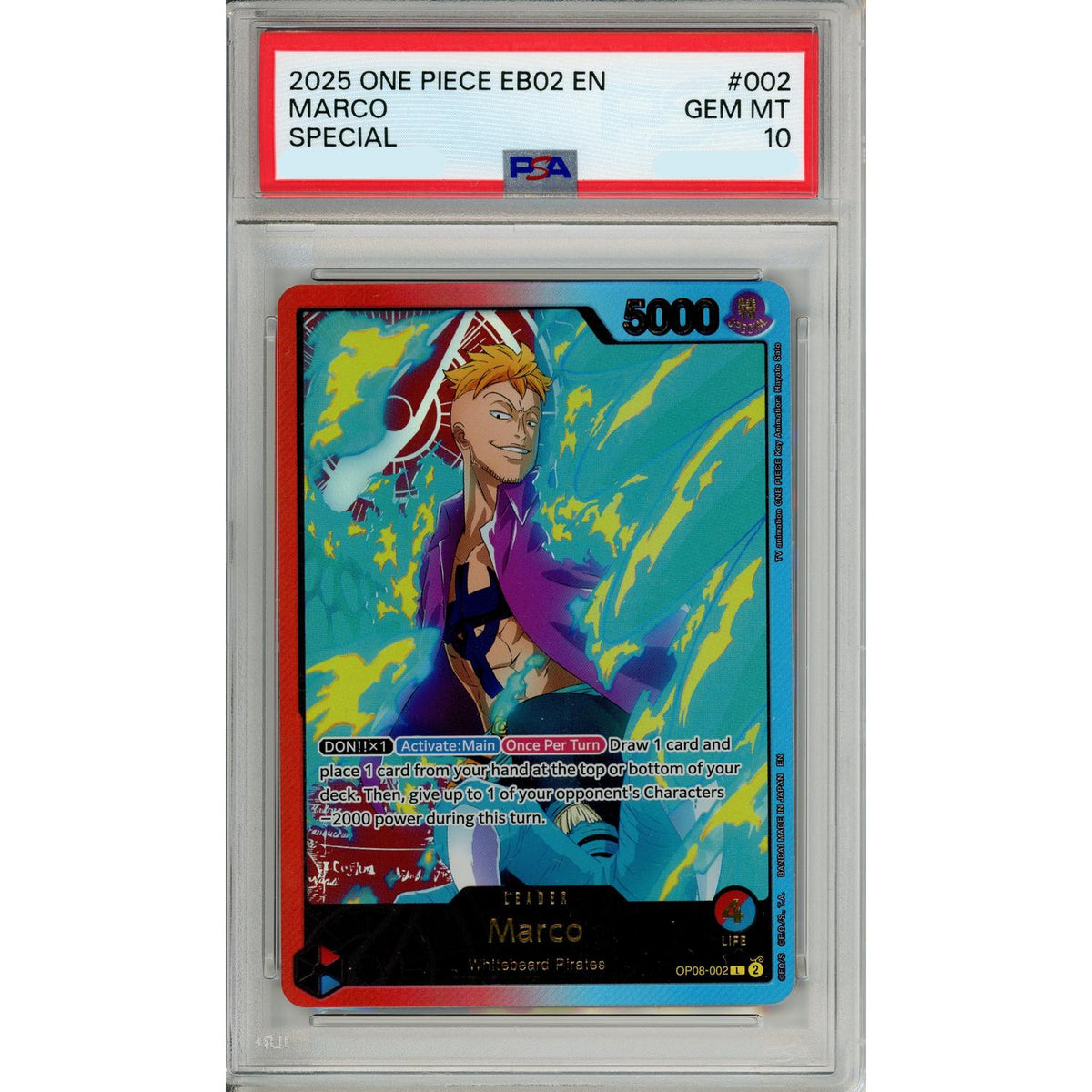 One Piece Graded: Marco Op08-002 Special Leader (2025) PSA 10