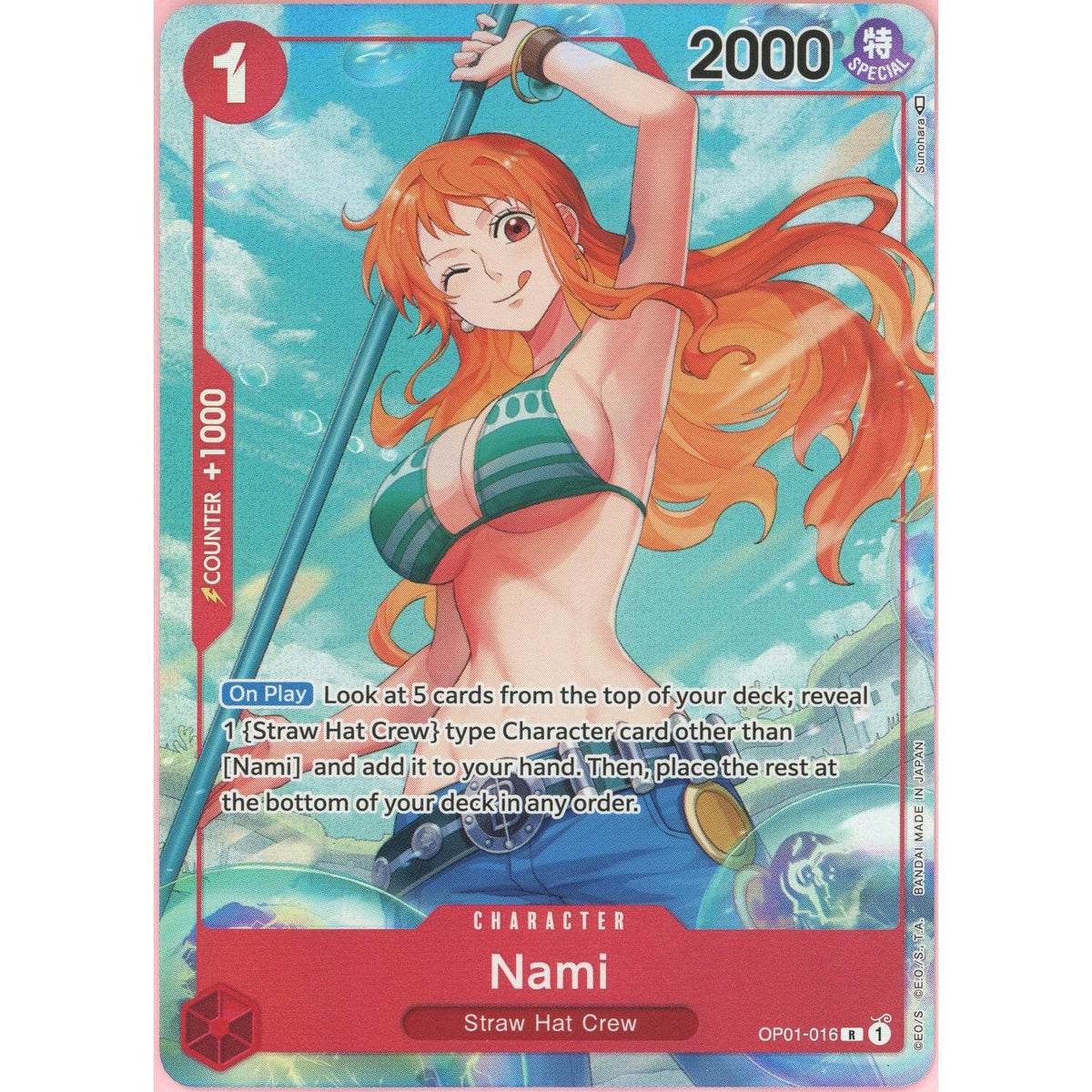 One Piece Single: Nami Op01-016 Pre-Errata Romance Dawn Nm