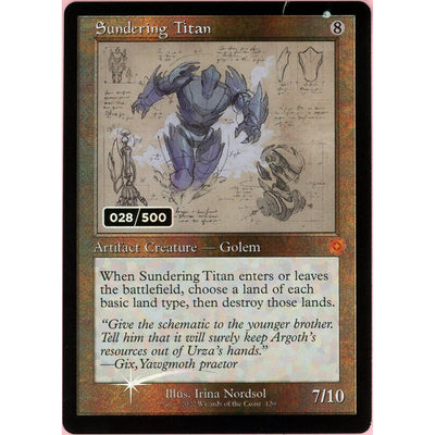 MTG Single: Sundering Titan Serialized 028/500 Brother's War Retro Artifacts Mp