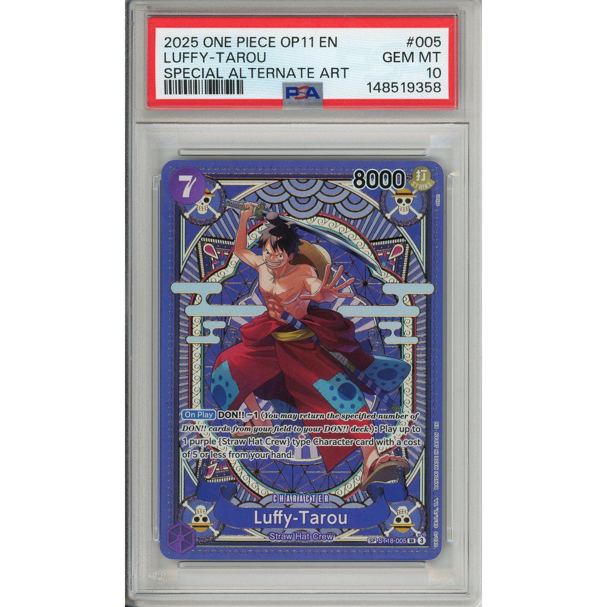 One Piece Graded: Luffy-Tarou Alt Art St18-005 A Fist Of Divine Speed PSA 10
