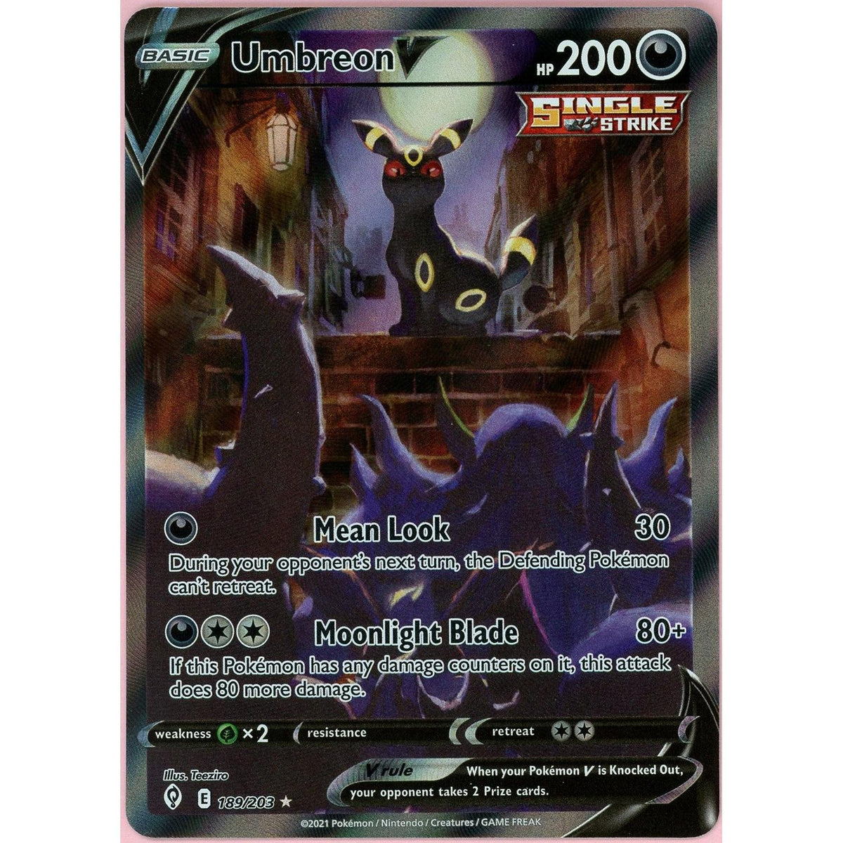 Pokemon Single: Umbreon V 189/203 Evolving Skies (2021) Alternate Art Nm