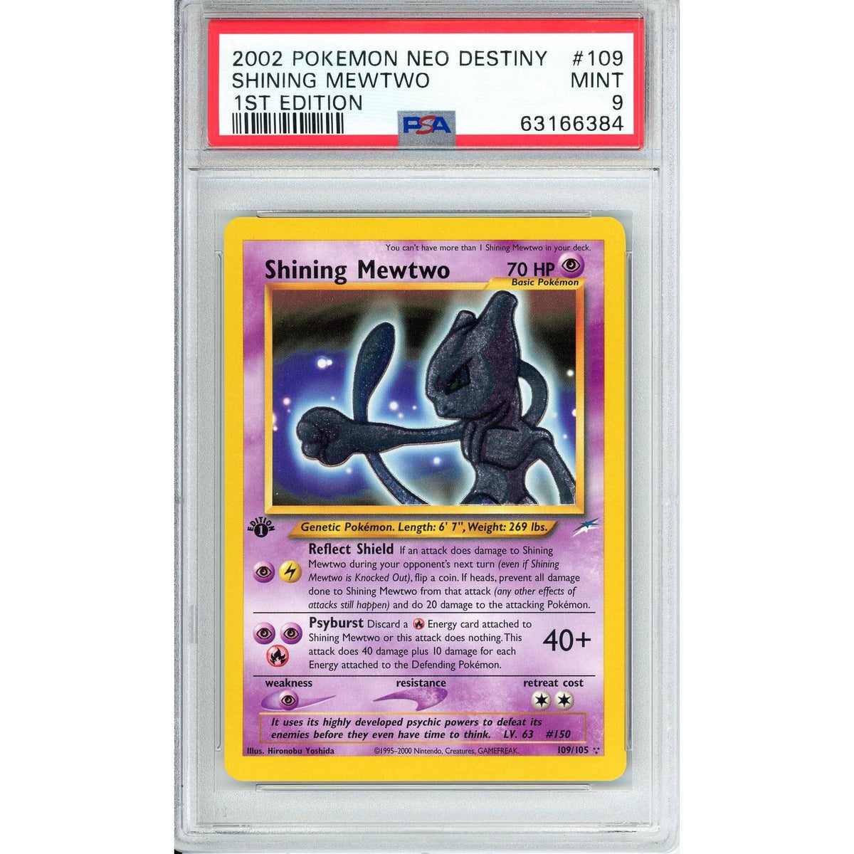 Pokemon Graded: Shining Mewtwo 1St Edition 109/105 Neo Destiny (2002) Holo PSA 9