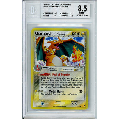 Pokemon Graded: Charizard 4/100 Ex Crystal Gaurdians (2006) Beckett 8.5