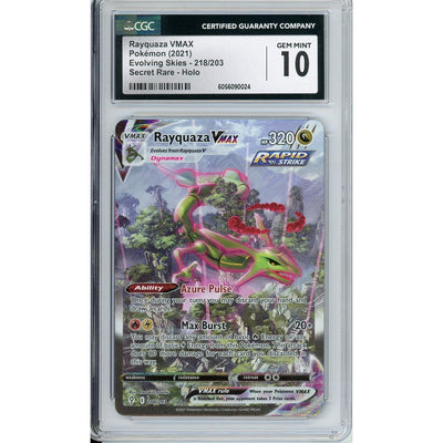Pokemon Graded: Rayquaza Vmax 218/203 Evolving Skies (2021) Secret Rare CGC 10