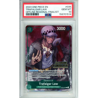 One Piece Graded: Trafalgar Law Op02-035 Offline Regional Finalist (2023) PSA 10