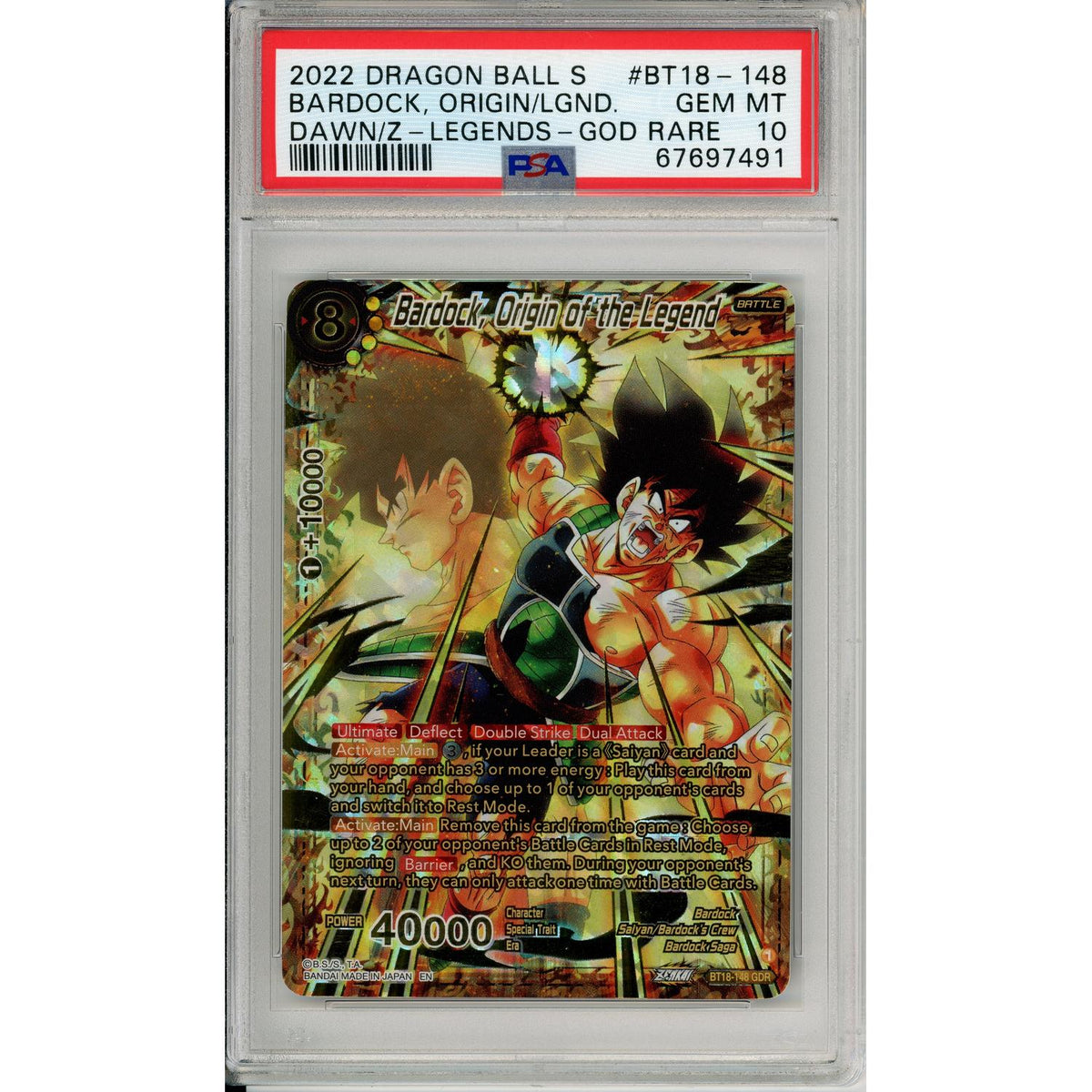 Dragon Ball Graded: Bardock, Origin Of The Legend Bt18-148 God Rare PSA 10